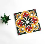 300×300mm Embossed Glossy Retro Tiles, Ethnic Geometric Mosaic Floor Tiles AT33006-AT33009