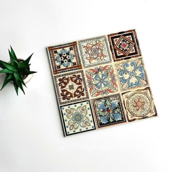 300x300mm Retro Art Ceramic Tiles, 3D Glossy Finish Decorative Tiles AT33014-19