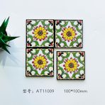 ⁦100x100mm Floral Pattern Ceramic Tiles, Wall Decor Tiles for Kitchen and Bathroom AT11009-AT11012⁩ - الصورة ⁦2⁩