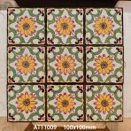 ⁦100x100mm Floral Pattern Ceramic Tiles, Wall Decor Tiles for Kitchen and Bathroom AT11009-AT11012⁩ - الصورة ⁦13⁩