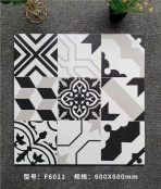 600x600mm Black White Geometric Patchwork Tiles, 3 Designs, Minimalist Floor Tiles for Living Room - Image 16
