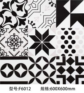600x600mm Black White Geometric Patchwork Tiles, 3 Designs, Minimalist Floor Tiles for Living Room - Image 13