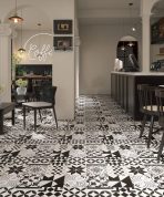 600x600mm Black White Geometric Patchwork Tiles, 3 Designs, Minimalist Floor Tiles for Living Room - Image 12