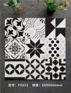 600x600mm Black White Geometric Patchwork Tiles, 3 Designs, Minimalist Floor Tiles for Living Room - Image 10