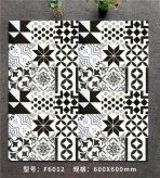 600x600mm Black White Geometric Patchwork Tiles, 3 Designs, Minimalist Floor Tiles for Living Room - Image 9