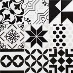 600x600mm Black White Geometric Patchwork Tiles, 3 Designs, Minimalist Floor Tiles for Living Room - Image 8