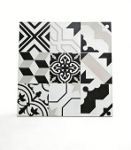 600x600mm Black White Geometric Patchwork Tiles, 3 Designs, Minimalist Floor Tiles for Living Room