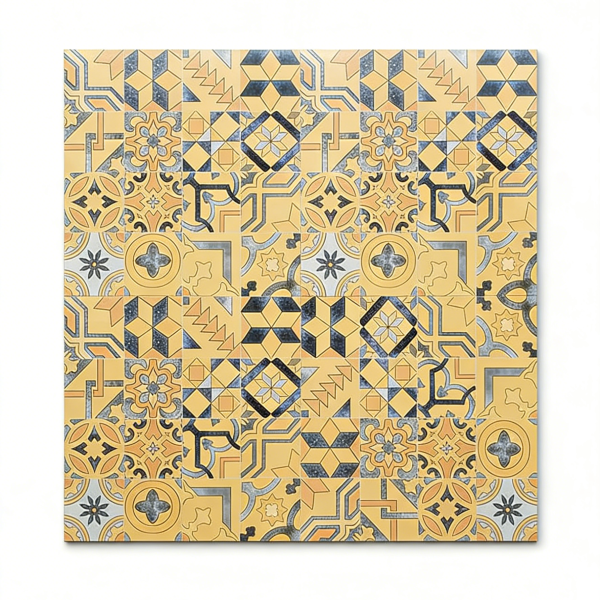 600x600mm Artistic Patchwork Tiles, 3 Designs, Retro Style Floor Tiles for Custom Spaces