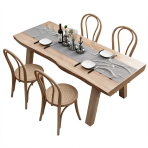 Dining Table and Chair Set - Solid Wood, Nordic Style - ZY-3971