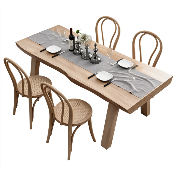 Dining Table and Chair Set - Solid Wood, Nordic Style - ZY-3971