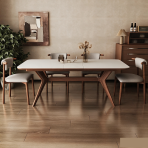 Dining Table and Chair Set - Artificial marble, Nordic style - foldable - Image 2