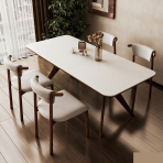Dining Table and Chair Set - Artificial marble, Nordic style - foldable - Image 3