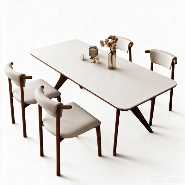Dining Table and Chair Set - Artificial marble, Nordic style - foldable